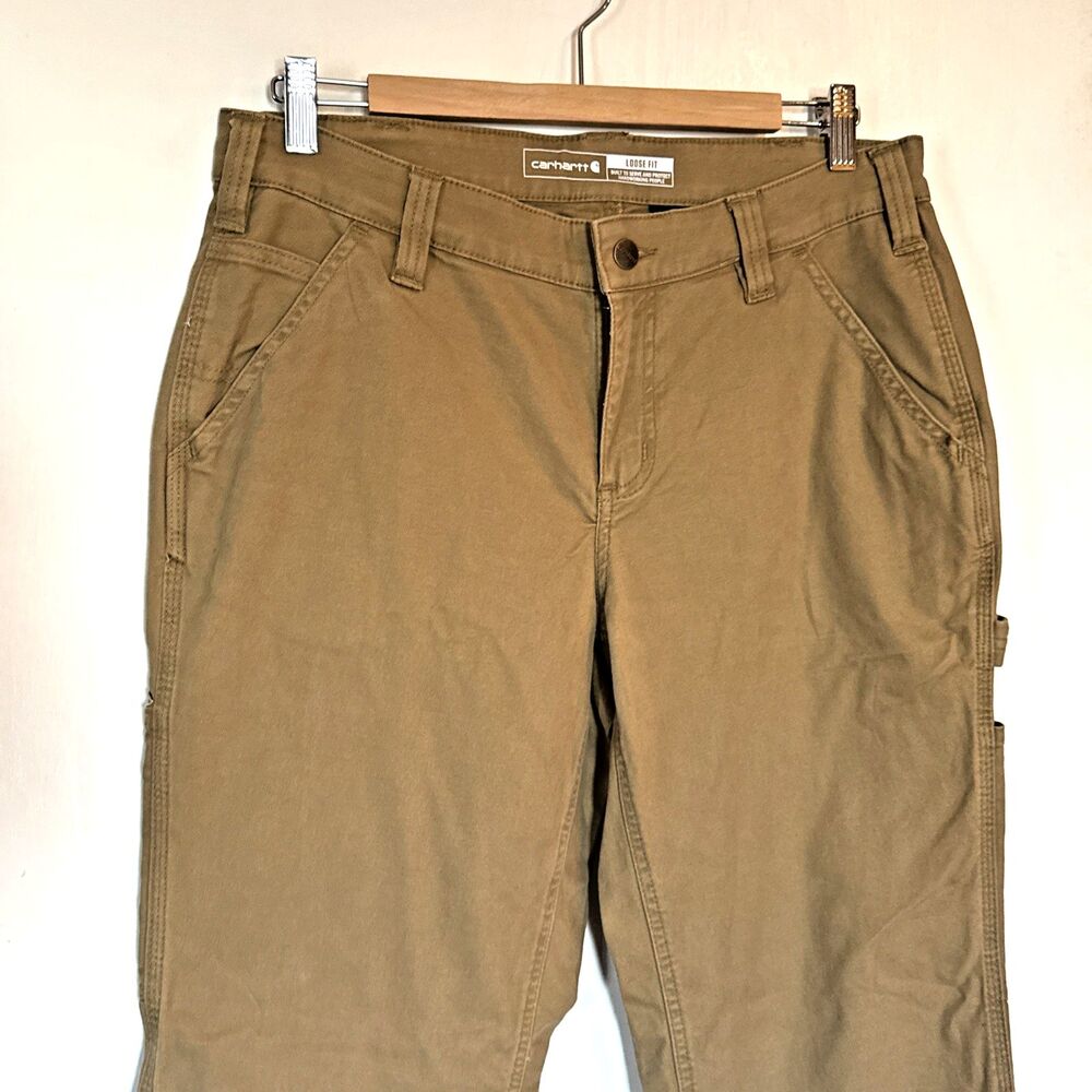 NWT Carhartt Rugged Flex Loose Fit Canvas Pants Brown BN2080-W Women's 10 Short - Picture 6 of 10